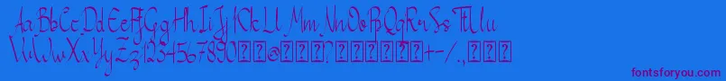 Callita Font – Purple Fonts on Blue Background