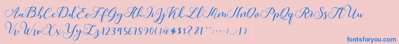 Callme Script-Schriftart – Blaue Schriften auf rosa Hintergrund