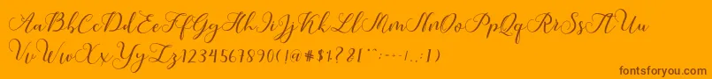Callme Script-Schriftart – Braune Schriften auf orangefarbenem Hintergrund