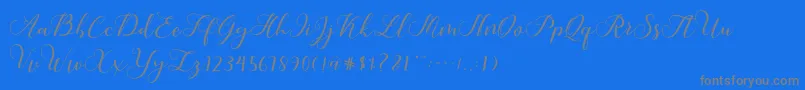 Callme Script-Schriftart – Graue Schriften auf blauem Hintergrund