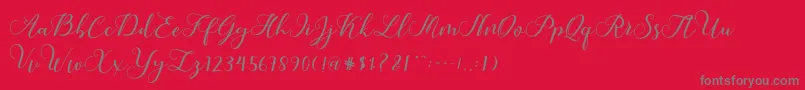 フォントCallme Script – 赤い背景に灰色の文字