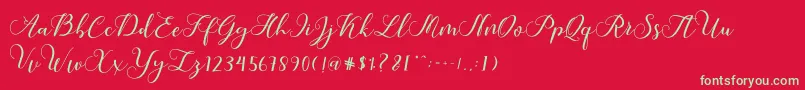 Callme Script Font – Green Fonts on Red Background