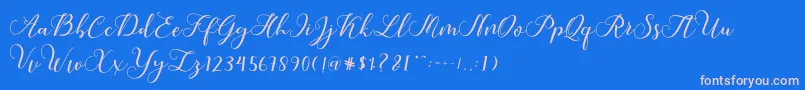 Callme Script-Schriftart – Rosa Schriften auf blauem Hintergrund