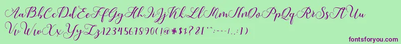 Callme Script Font – Purple Fonts on Green Background