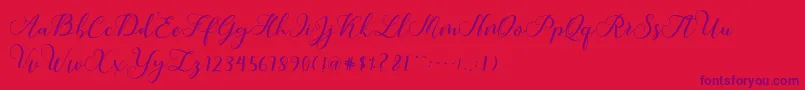 Callme Script Font – Purple Fonts on Red Background