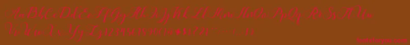 Callme Script Font – Red Fonts on Brown Background