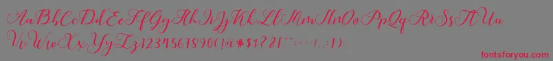 フォントCallme Script – 赤い文字の灰色の背景