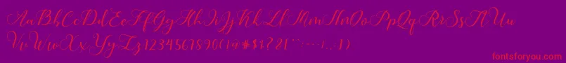 Czcionka Callme Script – czerwone czcionki na fioletowym tle
