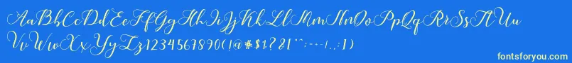 Callme Script Font – Yellow Fonts on Blue Background