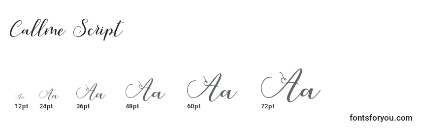 Callme Script Font Sizes