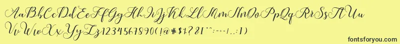 Callme Script-Schriftart – Schwarze Schriften auf gelbem Hintergrund