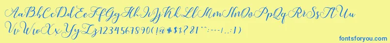 Callme Script Font – Blue Fonts on Yellow Background