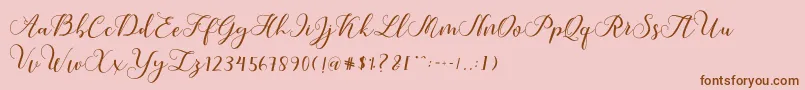 Callme Script-Schriftart – Braune Schriften auf rosa Hintergrund