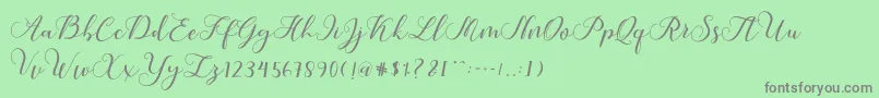 Callme Script-Schriftart – Graue Schriften auf grünem Hintergrund