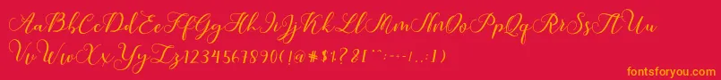 Callme Script Font – Orange Fonts on Red Background