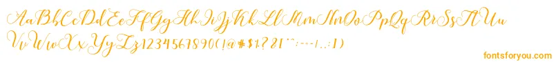 Callme Script-Schriftart – Orangefarbene Schriften auf weißem Hintergrund