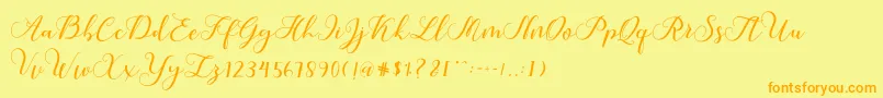 Callme Script Font – Orange Fonts on Yellow Background