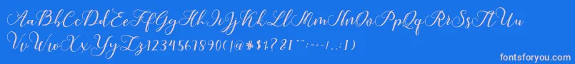 Callme Script-Schriftart – Rosa Schriften auf blauem Hintergrund