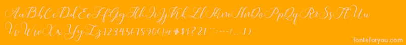 Fonte Callme Script – fontes rosa em um fundo laranja