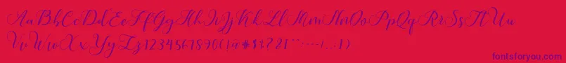 Callme Script-Schriftart – Violette Schriften auf rotem Hintergrund