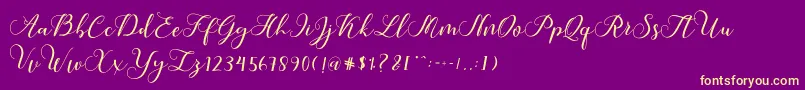 Fonte Callme Script – fontes amarelas em um fundo roxo