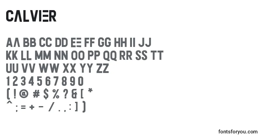 Шрифт Calvier – алфавит, цифры, специальные символы