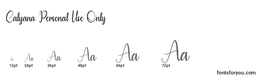 Calyana Personal Use Only Font Sizes