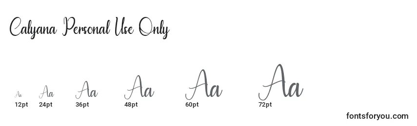 Größen der Schriftart Calyana Personal Use Only