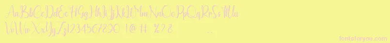 Calyana Personal Use Only-Schriftart – Rosa Schriften auf gelbem Hintergrund