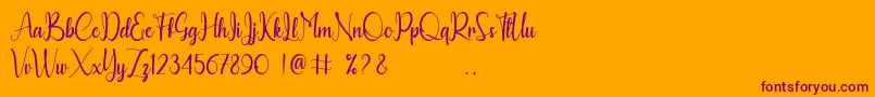 Calyana Personal Use Only-Schriftart – Violette Schriften auf orangefarbenem Hintergrund