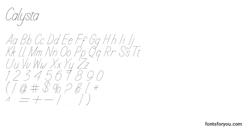 Czcionka Calysta – alfabet, cyfry, specjalne znaki