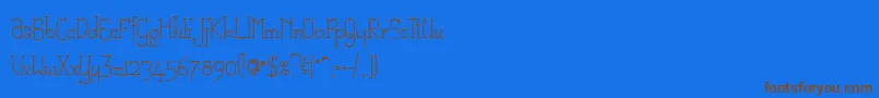 CAM     -Schriftart – Braune Schriften auf blauem Hintergrund
