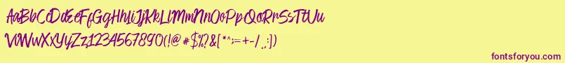 Cambridgedemo-Schriftart – Violette Schriften auf gelbem Hintergrund