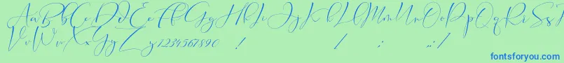 Cameliya Stark Font – Blue Fonts on Green Background