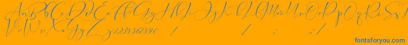 Cameliya Stark-Schriftart – Blaue Schriften auf orangefarbenem Hintergrund