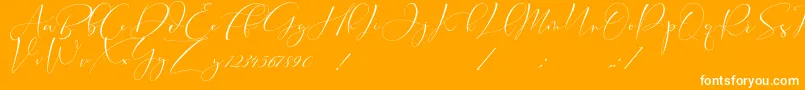 Cameliya Stark-Schriftart – Weiße Schriften auf orangefarbenem Hintergrund