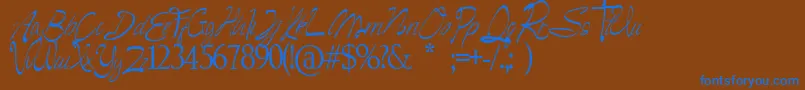 フォントCamella Beauty Script – 茶色の背景に青い文字