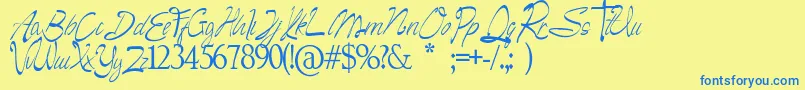 Camella Beauty Script Font – Blue Fonts on Yellow Background
