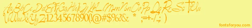 Camella Beauty Script Font – Orange Fonts on Yellow Background