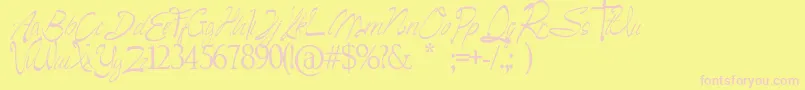 Camella Beauty Script-Schriftart – Rosa Schriften auf gelbem Hintergrund
