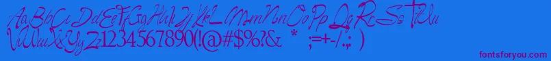 Camella Beauty Script-Schriftart – Violette Schriften auf blauem Hintergrund