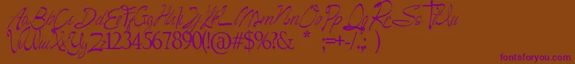 Camella Beauty Script Font – Purple Fonts on Brown Background