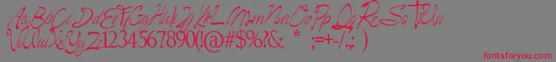 Camella Beauty Script Font – Red Fonts on Gray Background