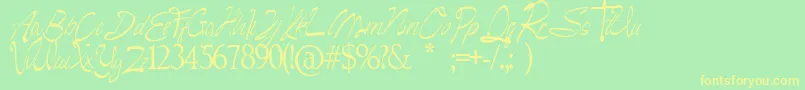 Camella Beauty Script-Schriftart – Gelbe Schriften auf grünem Hintergrund