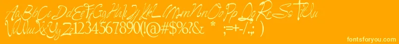 Camella Beauty Script-fontti – keltaiset fontit oranssilla taustalla