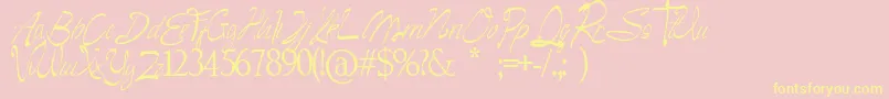 Fonte Camella Beauty Script – fontes amarelas em um fundo rosa