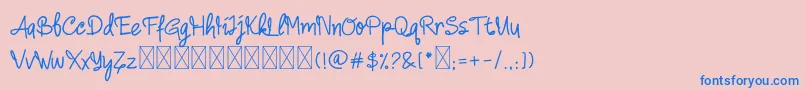 Camellia-Schriftart – Blaue Schriften auf rosa Hintergrund