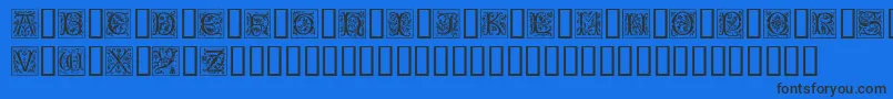 CamelotCaps-Schriftart – Schwarze Schriften auf blauem Hintergrund