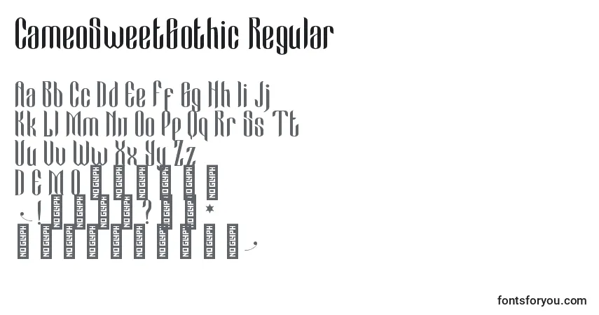 Czcionka CameoSweetGothic Regular – alfabet, cyfry, specjalne znaki