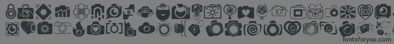 CAMERA   FOTOGRAAMI-Schriftart – Schwarze Schriften auf grauem Hintergrund